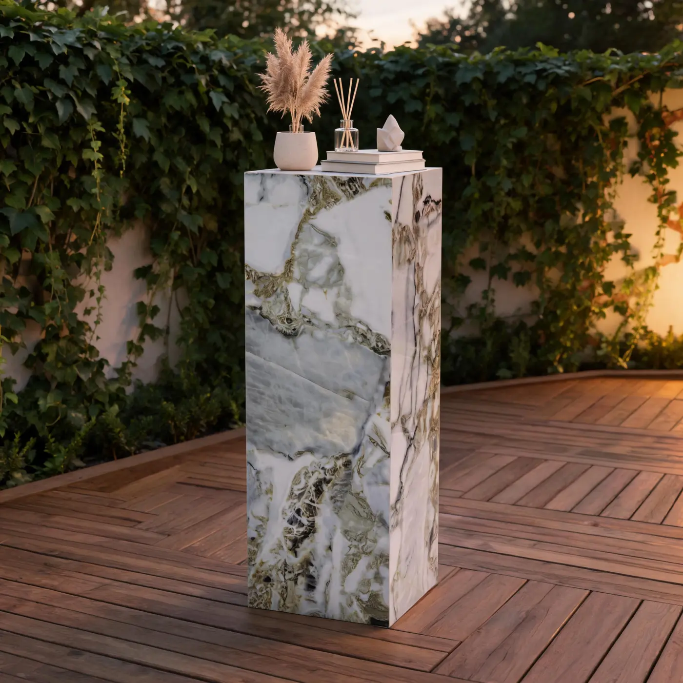 Cold Jade pedestal on a landscaped terrace