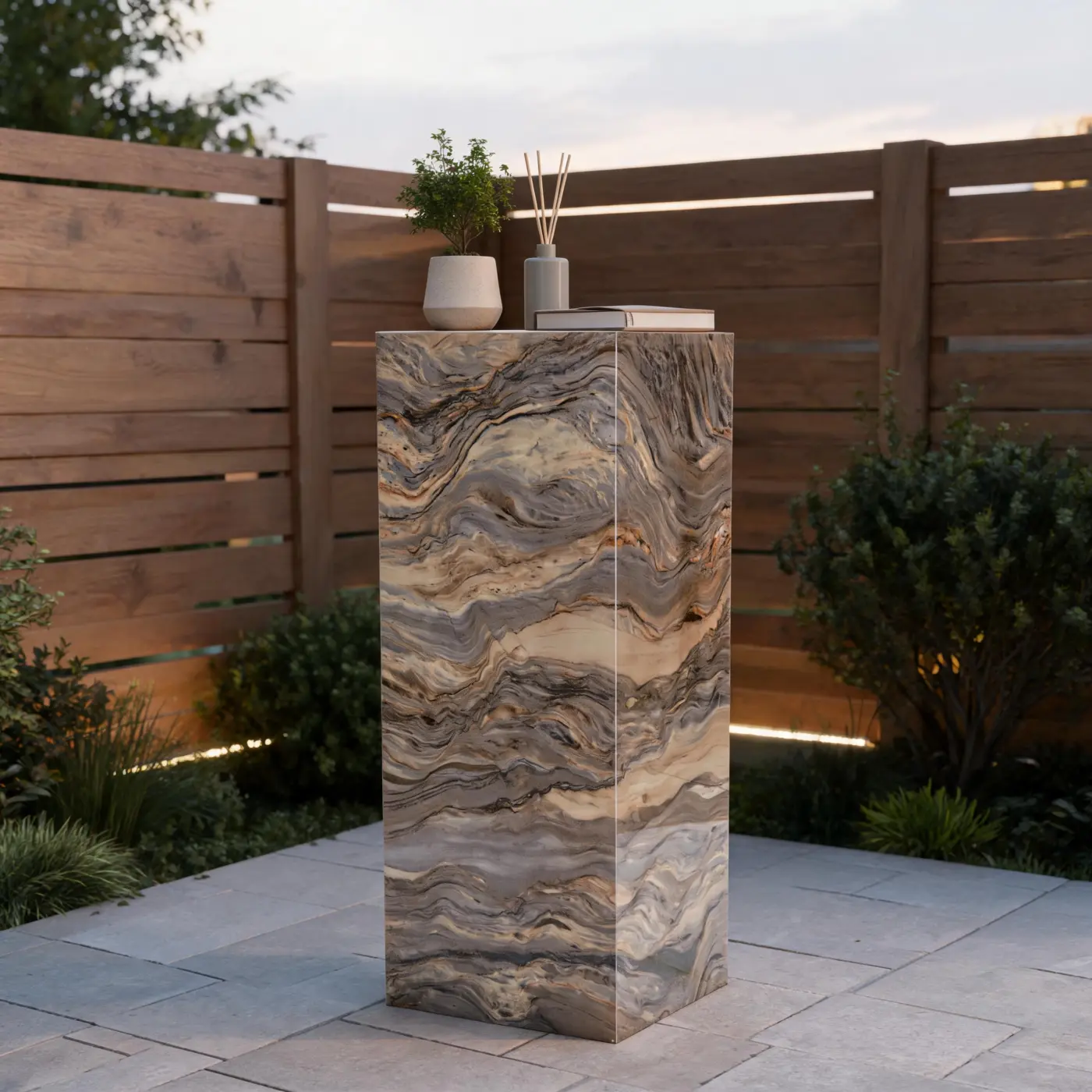 Silk Road pedestal on an outdoor terrace