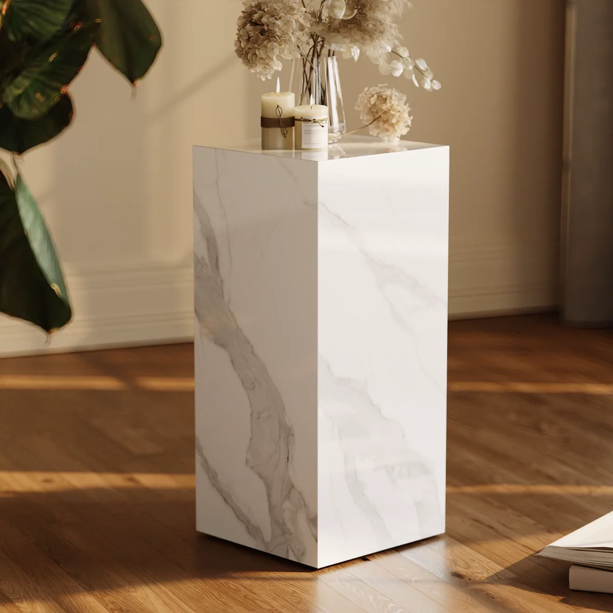 Accent corner stone pedestal scene