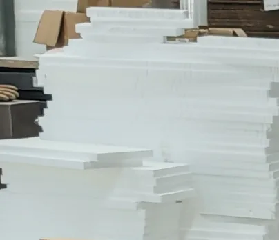 Protective foam sheets prepared in the DeHong Stone packing area
